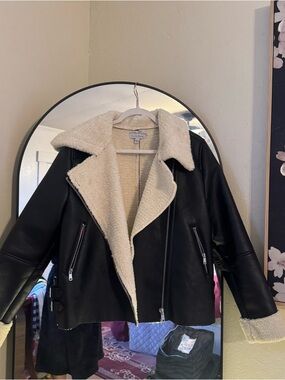 Cozy Faux-Shearling Black Moto Jacket